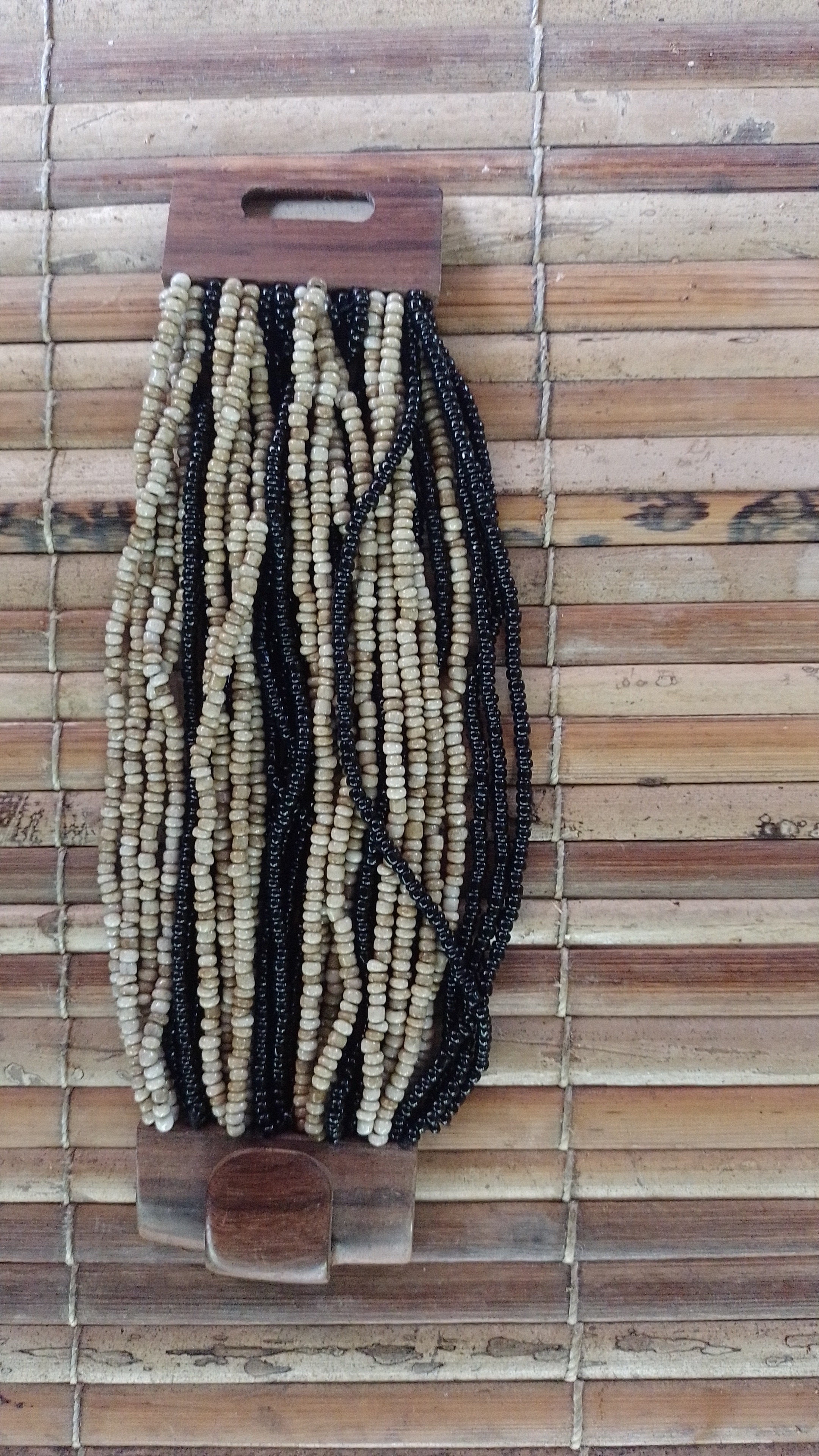 Bracelete de Miçanga de Madeira e Vidro